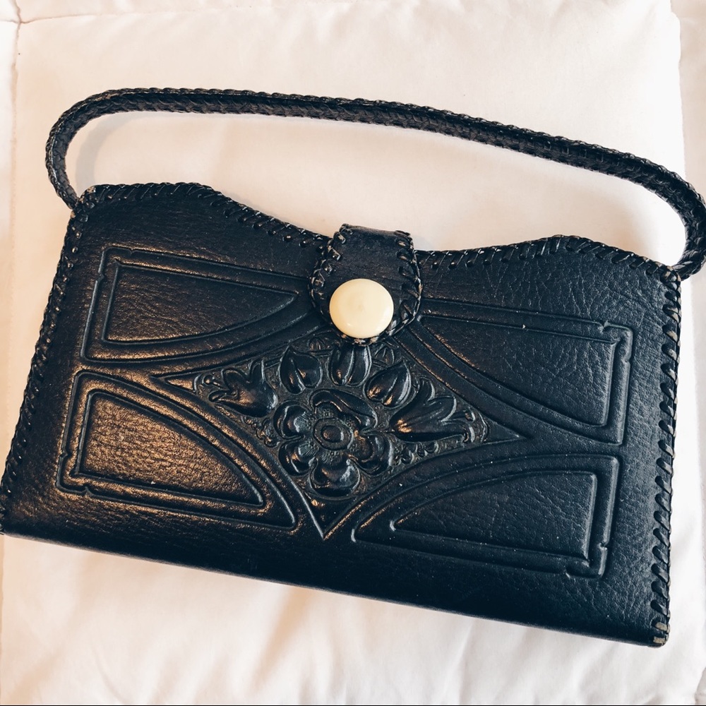 Vintage black leather purse